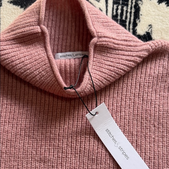 Stitches & Stripes Stretchy Pink Ribbed Knit Turtleneck / Dress - Picture 4 of 8